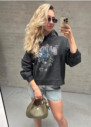 Isoli cropped hoodie vintage wash Phantom A1020005 Ganni 